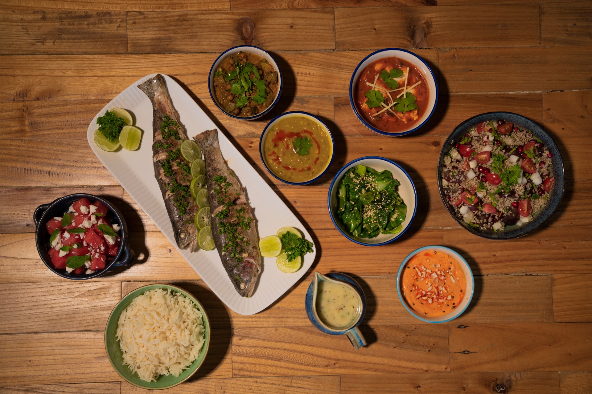 Himalayan Trout with Curries and Salads